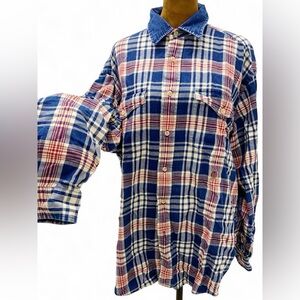 Tommy Hilfiger Hiking Outdoors Patriotic Preppy Heritage Plaid Flannel Shirt